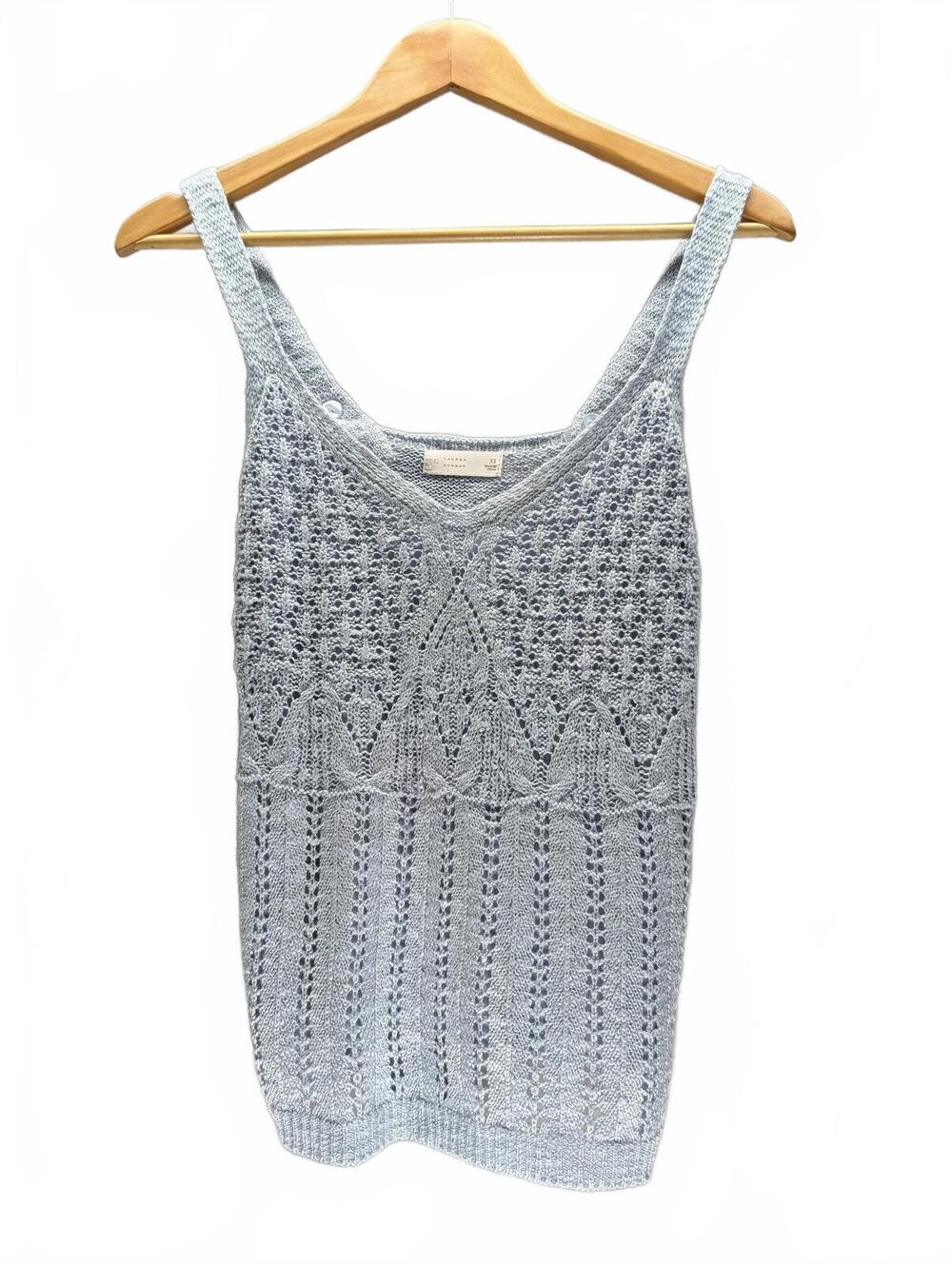 NWT LC Lauren Conrad Light Blue V-Neck Pointelle Knit Tank